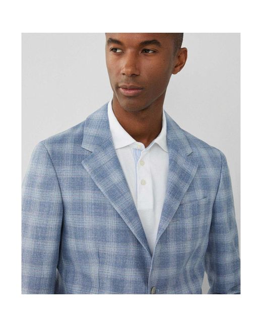 Hackett Blue Stretch Check Blazer for men