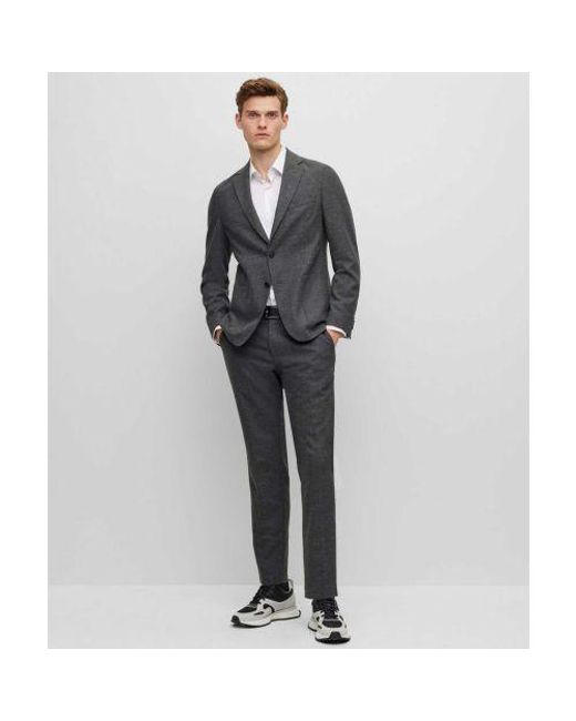 BOSS Slim Fit P-genius Trousers in Grey for Men | Lyst UK