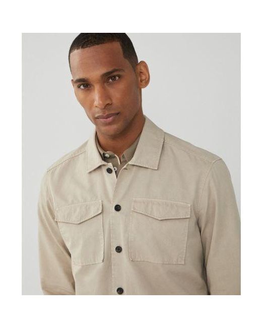 Hackett Natural Linen Blend Herringbone Overshirt for men