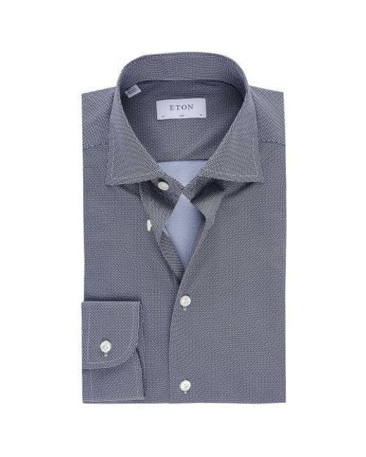 Eton of Sweden Blue Slim Fit Micro Print Shirt for men