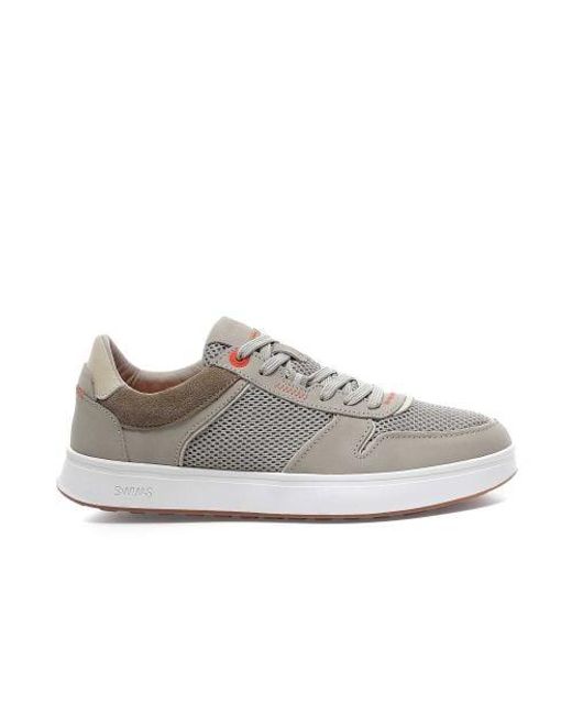 Swims Gray Leather Strada Trainers for men