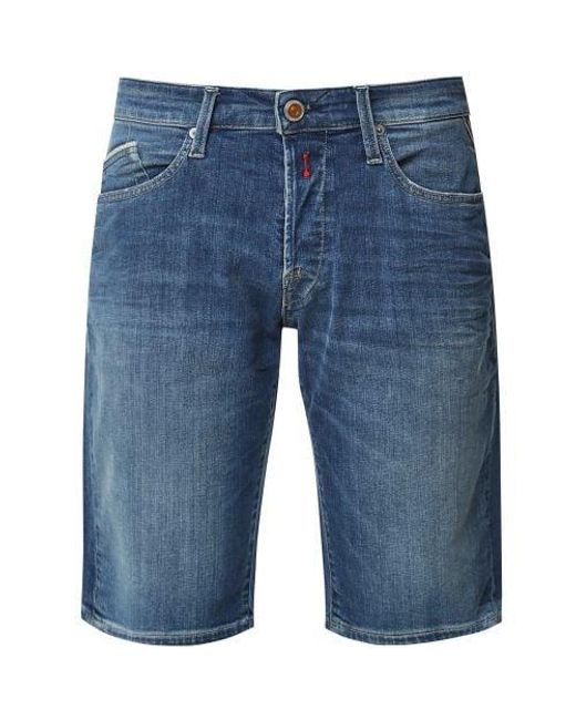 Replay Blue Denim Waitom Shorts for men