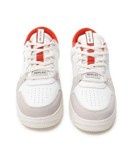 Replay White Leather Epic Pack Trainers for men