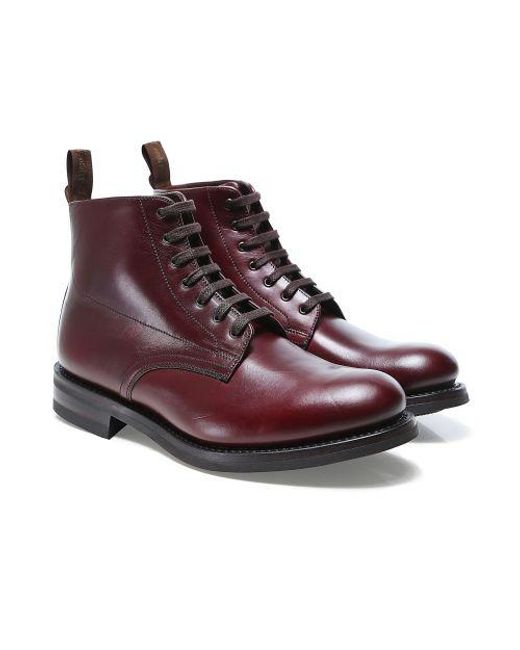 Loake Red Leather Hebden Derby Boots Colour : Burgundy, Size : 8 Uk for men