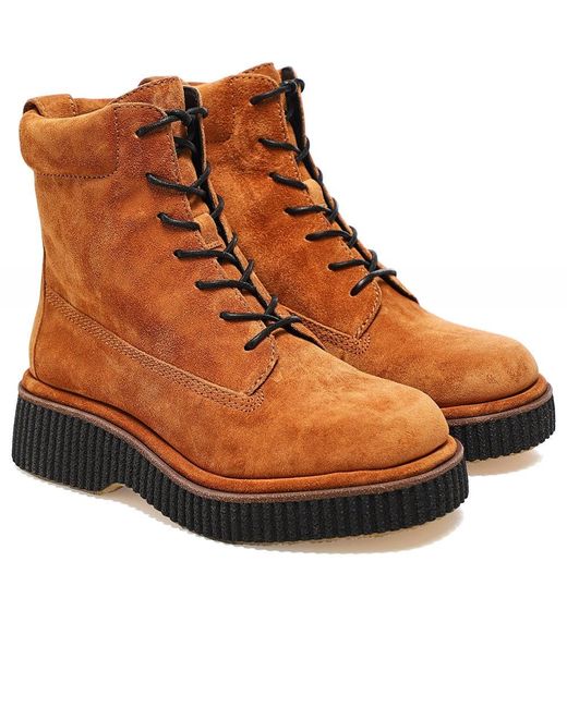 Rag & Bone Sloane Boot Suede Lace Up Ankle Boot in Cinnamon (Brown