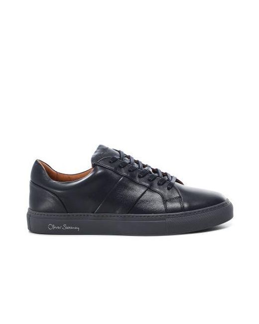 Oliver Sweeney Blue Leather Quintos Trainers for men