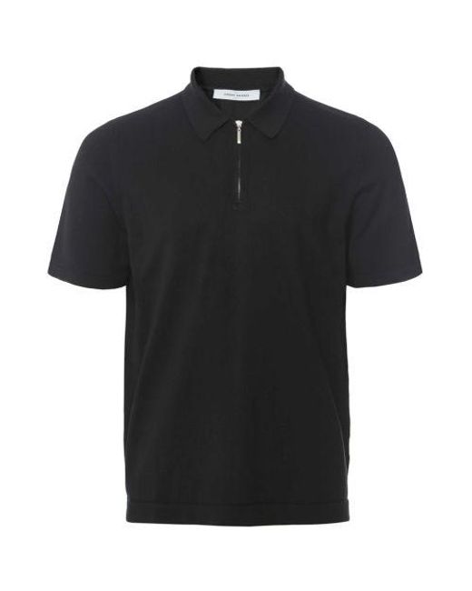 Gran Sasso Black Zip Tennis Polo Shirt for men