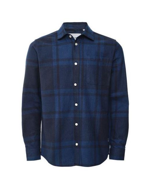 Les Deux Flannel Check Jeremy Shirt in Blue for Men | Lyst UK