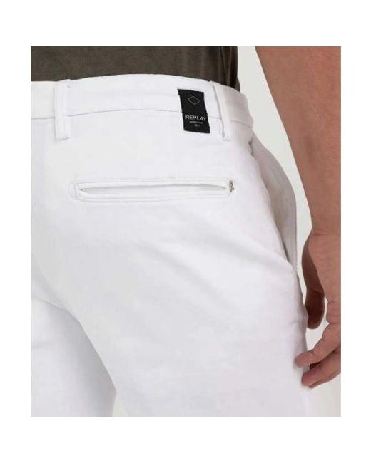 Replay White Hyperflex Benni Shorts for men