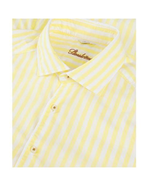 Stenstroms Yellow Linen Striped Shirt for men
