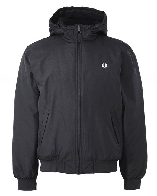 Fred Perry Black Hooded Padded Brentham Jacket for men