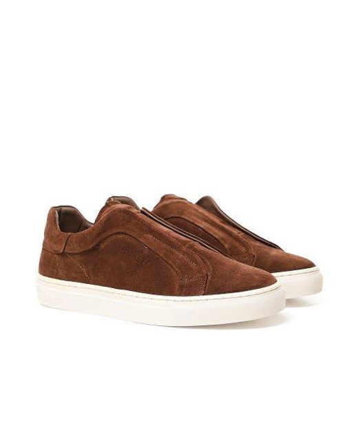 Hackett Brown Suede Slip-on Icon Shoes for men