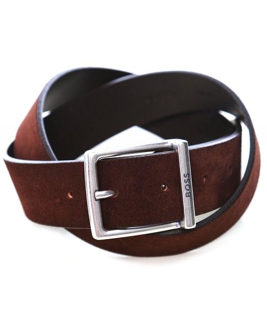 BOSS by HUGO BOSS Suede Rudysd_sz35 Belt in Dark Brown (Brown) for Men