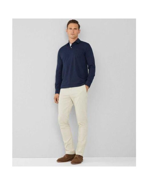 Hackett Blue Long Sleeve Jersey Polo Shirt for men