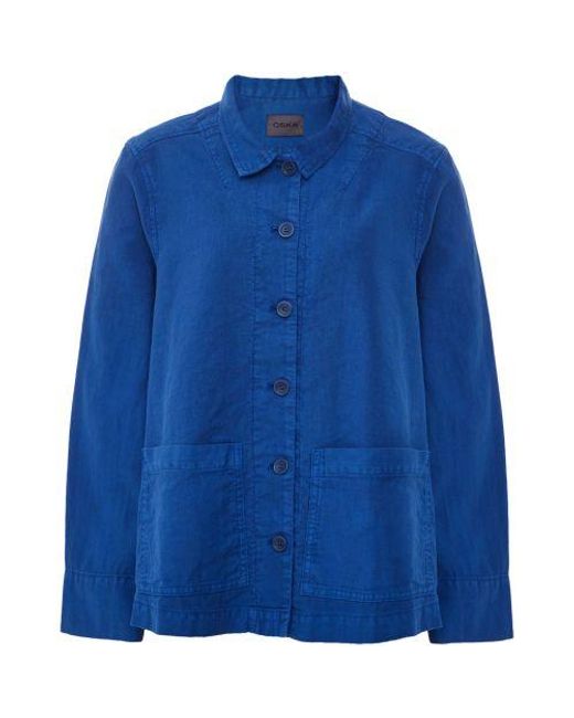 Oska Blue Cotton-linen Casual Jacket