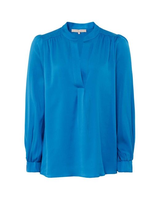 Silk95five Blue Madras Silk Blouse