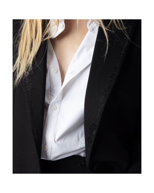 Zadig & Voltaire Black Viva Tailored Rhinestone Blazer