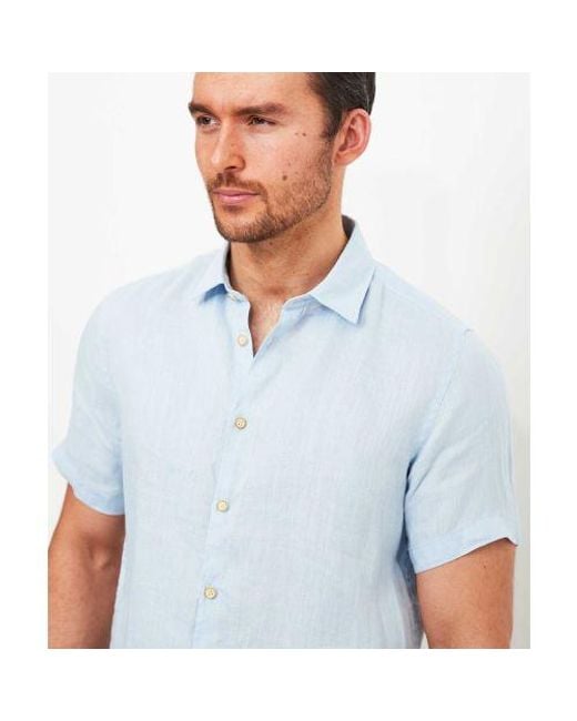 Sseinse Blue Linen Short Sleeve Shirt for men
