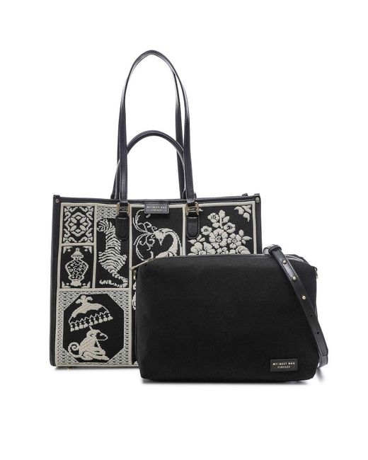 MY BEST BAG FIRENZE Black Atena Willow Tote Bag