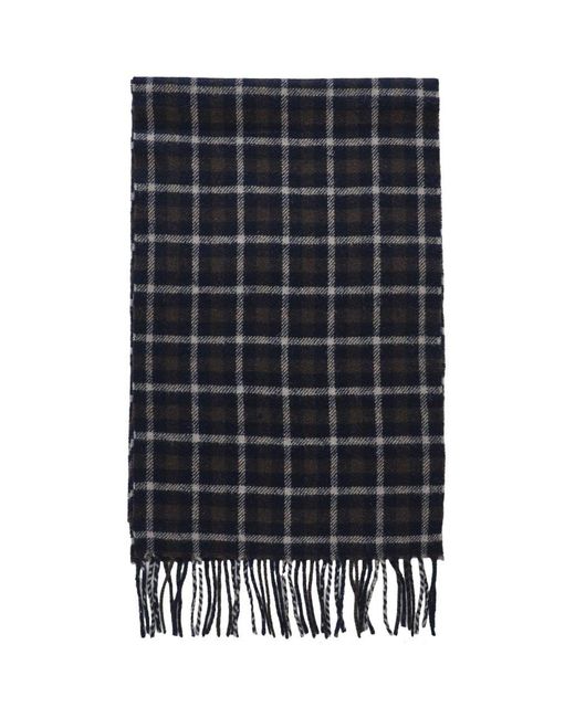Eton of Sweden Blue Wool Check Scarf for men