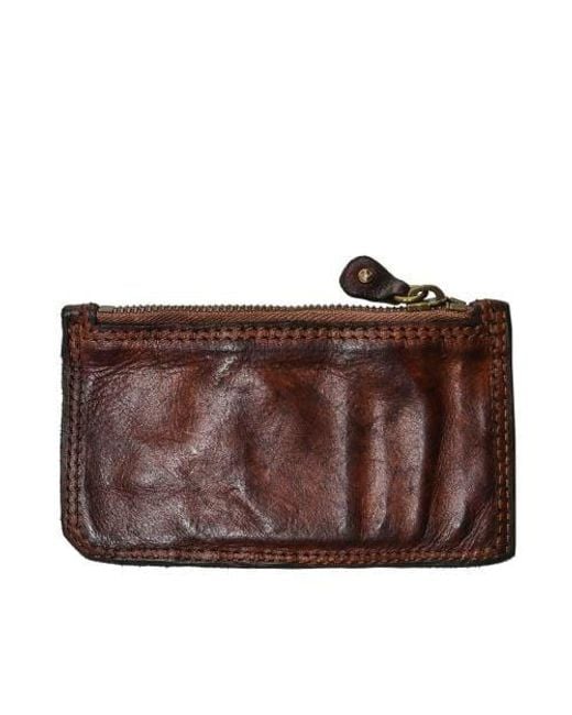 Campomaggi Brown Leather Zip Card Holder for men