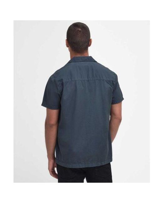 Barbour Blue Short Sleeve Belmont Shirt for men