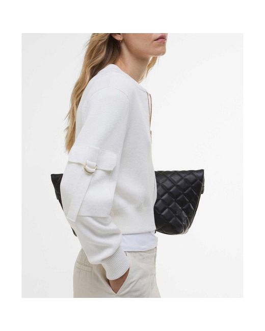 Barbour White Knitted Priya Bomber Jacket