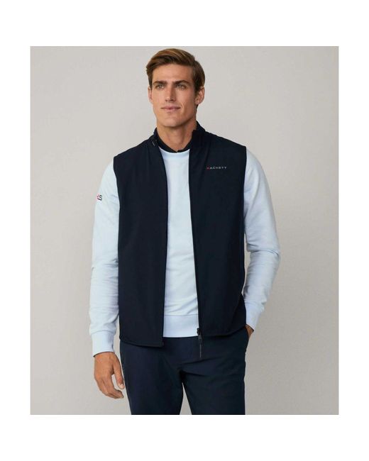 Hackett Blue Reversible Knitted Hybrid Gilet for men