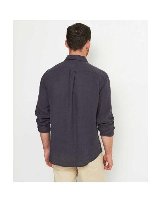Belstaff Blue Garment Dyed Linen Scale Shirt for men