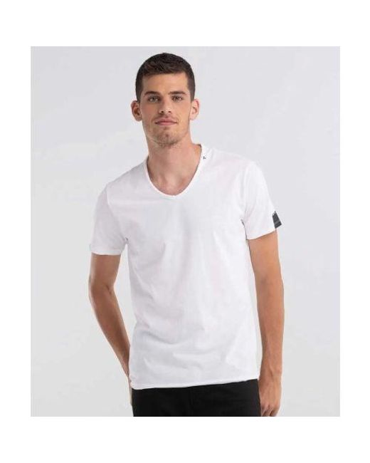 Replay White V-neck T-shirt for men