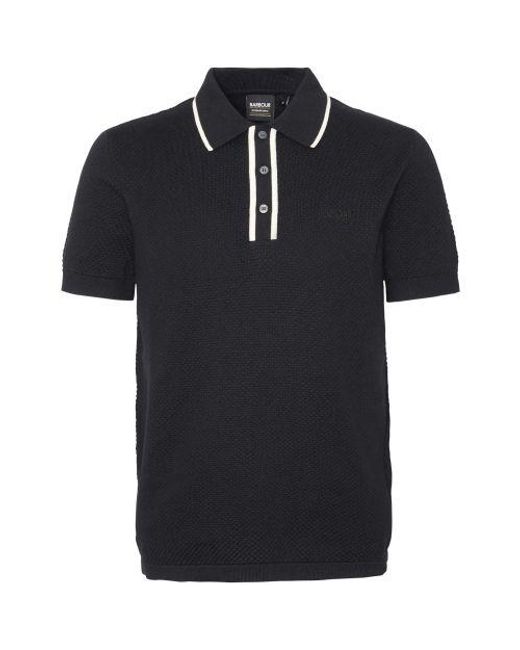 Barbour Black Knitted Newgate Polo Shirt for men