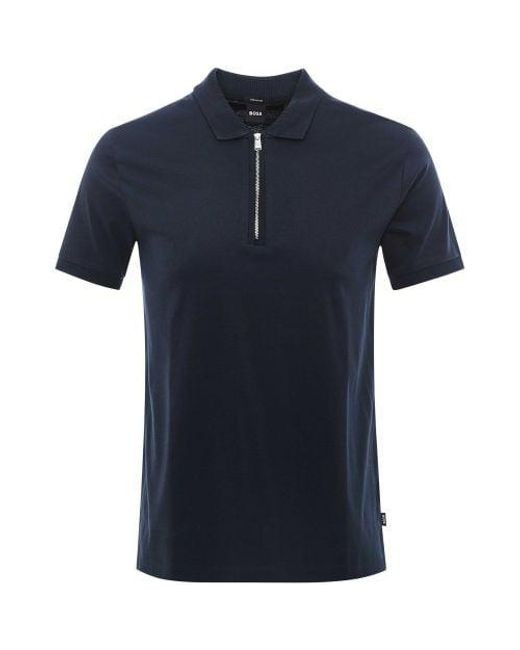 Boss Blue Mercerised Polston 11 Polo Shirt for men