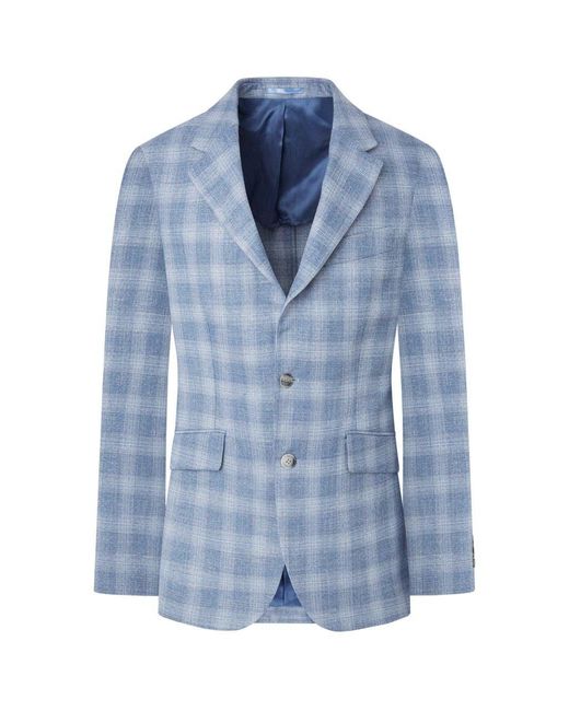 Hackett Blue Stretch Check Blazer for men