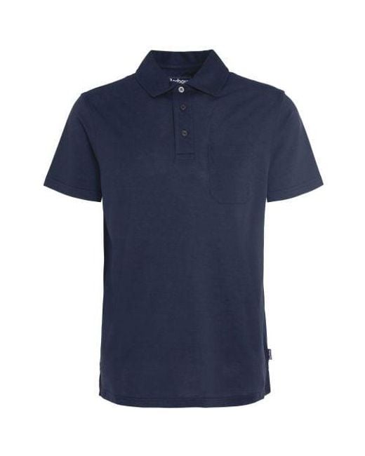 Barbour Blue Mercerised Cotton Polo Shirt for men