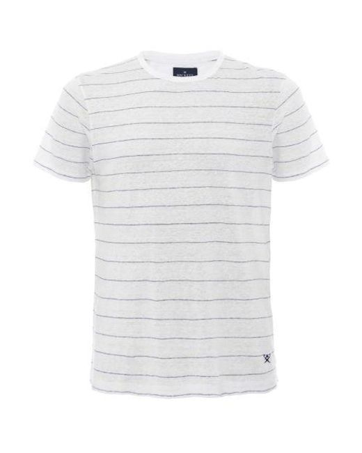 Hackett White Linen Striped T-shirt for men