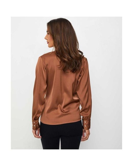 Silk95five Brown Monticello Wrap Blouse