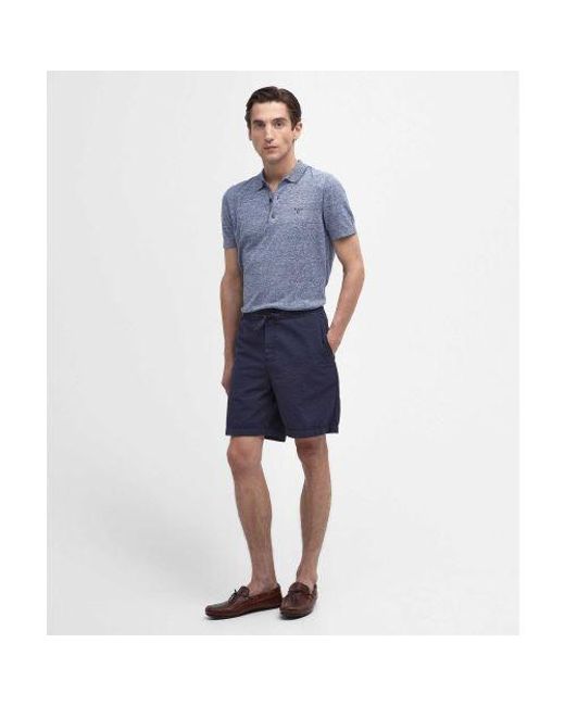 Barbour Blue Knitted Buston Polo Shirt for men
