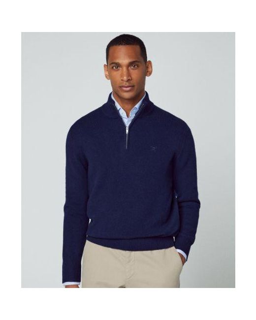 Hackett Lambswool Half zip Jumper in Blue for Men Lyst UK