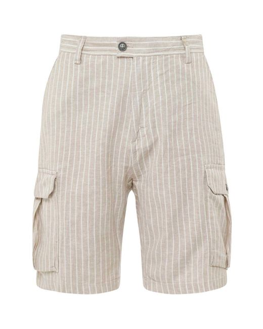 Sseinse Natural Linen Cotton Striped Cargo Shorts for men