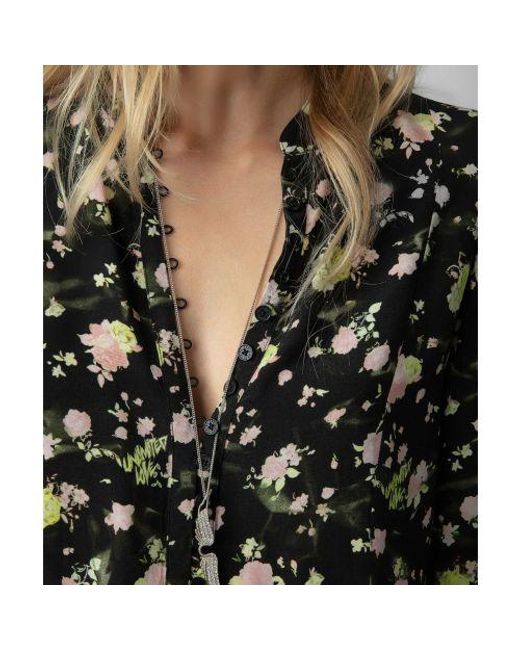 Zadig & Voltaire Black Twina Soft Crinkle Roses Shirt