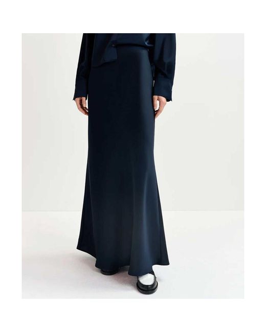 Essentiel Antwerp Blue Giada Satin Maxi-length Skirt