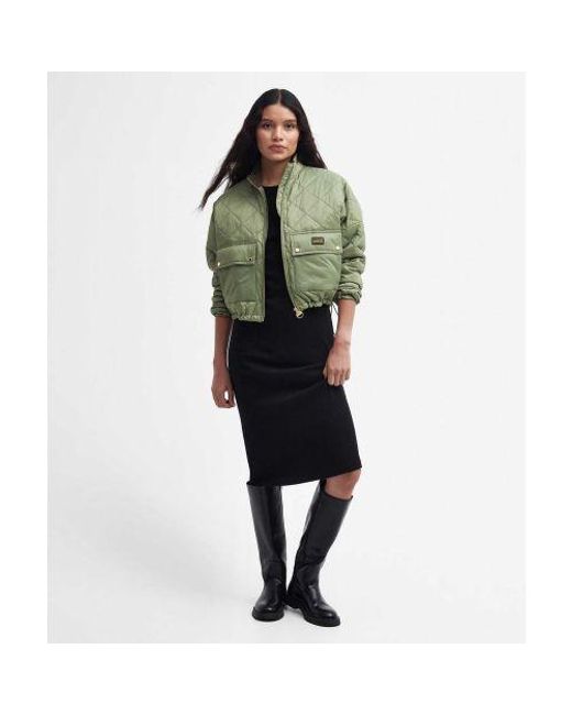 Barbour Green Hamilton Quilted Bomber Jacket
