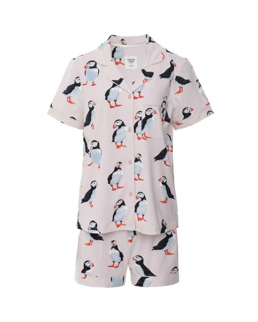 Chelsea Peers Pink Puffin Print Short Pyjama Set