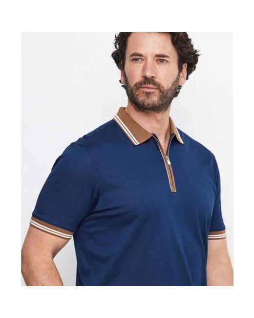 Gran Sasso Blue Zip Tennis Polo Shirt for men