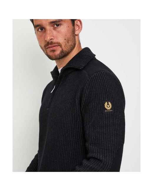 Belstaff Black Quarter Zip Stanley Jumper for men