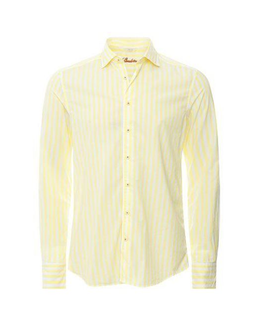 Stenstroms Yellow Linen Striped Shirt for men