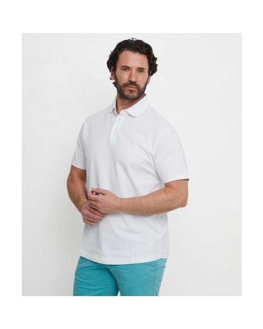 Hackett White Classic Fit Pique Polo Shirt for men