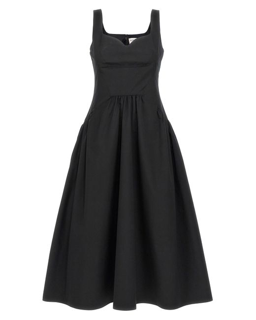 Alexander McQueen Black Midi-Kleid Mit Herzausschnitt