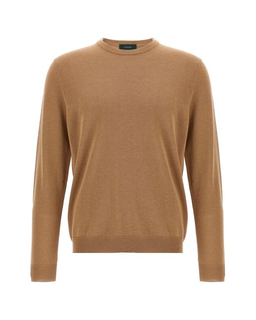 Zanone Brown Cotton Sweater for men