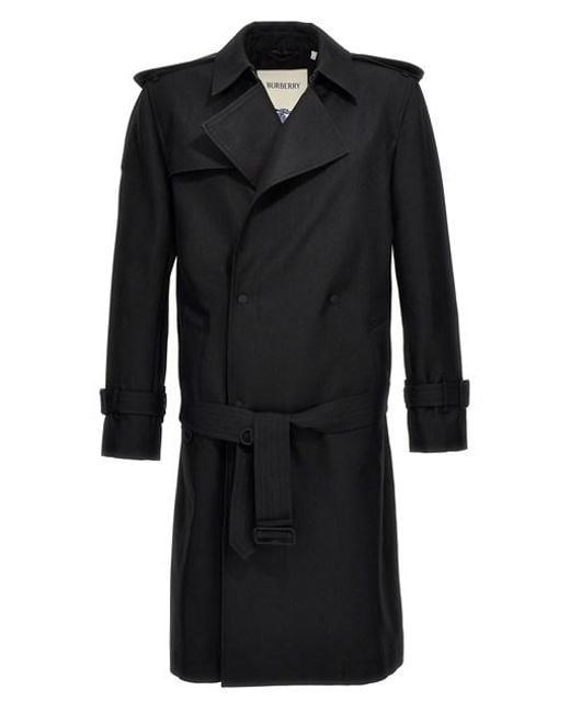 Burberry Black Double-breasted Maxi Trench Coat for men